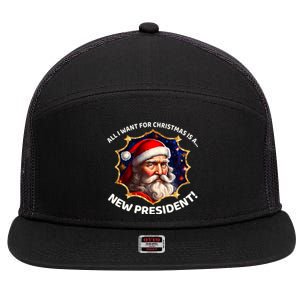 All I Want For Christmas Is A New President Santa Claus 7 Panel Mesh Trucker Snapback Hat