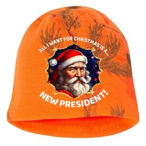 All I Want For Christmas Is A New President Santa Claus Kati - Camo Knit Beanie