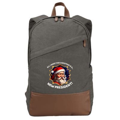 All I Want For Christmas Is A New President Santa Claus Cotton Canvas Backpack