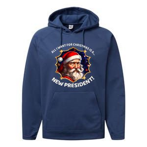 All I Want For Christmas Is A New President Santa Claus Performance Fleece Hoodie