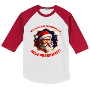 All I Want For Christmas Is A New President Santa Claus Kids Colorblock Raglan Jersey