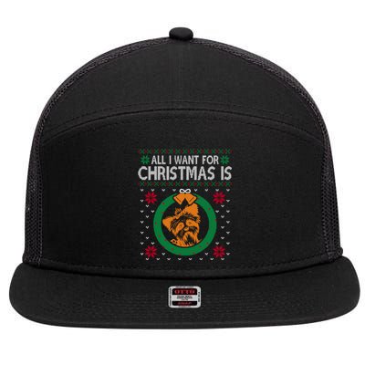 All I Want For Christmas Is Yorkshire Terriers Gift 7 Panel Mesh Trucker Snapback Hat