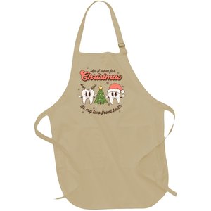 All I Want For Christmas Is My Two Front Teeth Funny Gift Full-Length Apron With Pockets