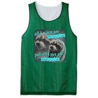 All I Want Are Snuggles But All I Get Are Struggles Raccoon Word Art Meme Mesh Reversible Basketball Jersey Tank