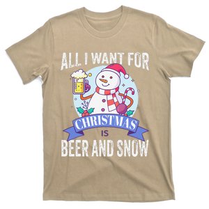 All I Want For Christmas Is Beer And Snow Funny Christmas T-Shirt