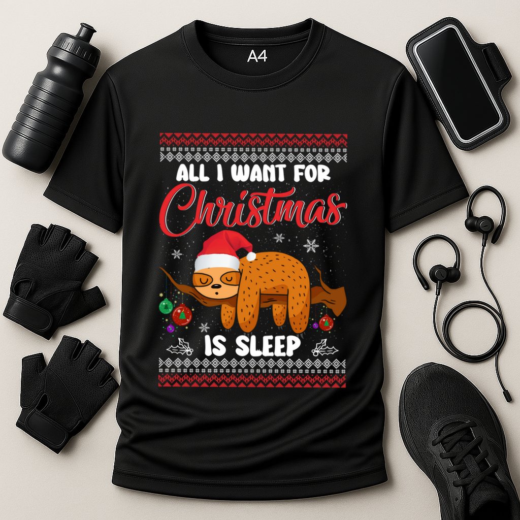 All I Want For Xmas Is Sleep Funny Sloth Gift Performance Shirt