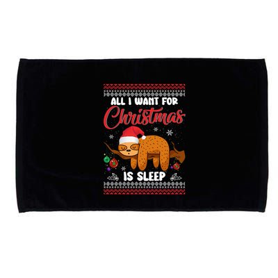 All I Want For Xmas Is Sleep Funny Sloth Gift Microfiber Hand Towel