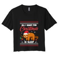 All I Want For Xmas Is Sleep Funny Sloth Gift Crop Top
