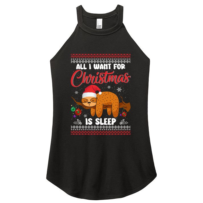 All I Want For Xmas Is Sleep Funny Sloth Gift Women's Perfect Tri Rocker Tank