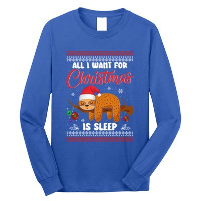 All I Want For Xmas Is Sleep Funny Sloth Gift Long Sleeve Shirt