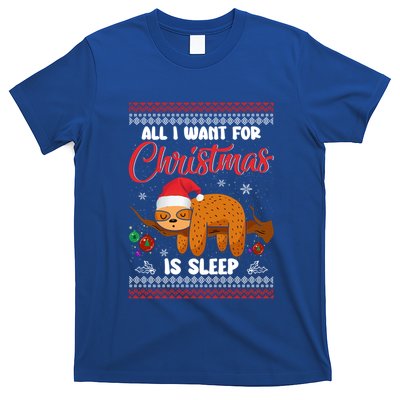 All I Want For Xmas Is Sleep Funny Sloth Gift T-Shirt