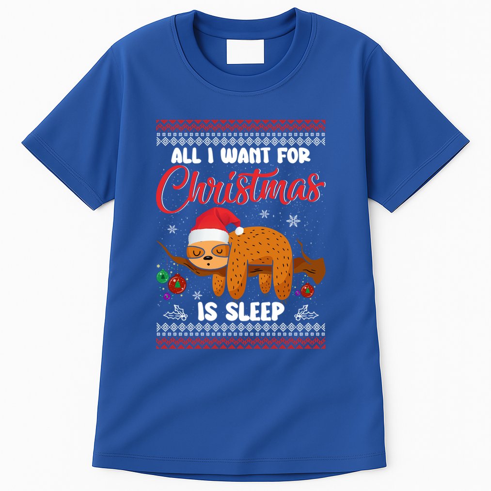All I Want For Xmas Is Sleep Funny Sloth Gift Tall T-Shirt