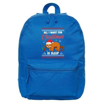 All I Want For Xmas Is Sleep Funny Sloth Gift 16 in Basic Backpack