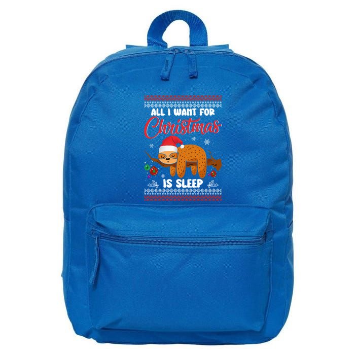 All I Want For Xmas Is Sleep Funny Sloth Gift 16 in Basic Backpack