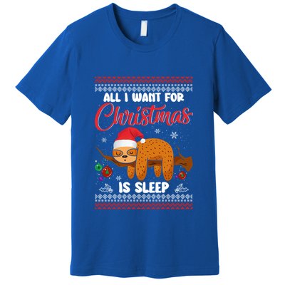 All I Want For Xmas Is Sleep Funny Sloth Gift Premium T-Shirt