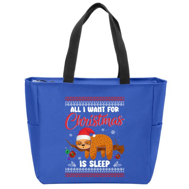 All I Want For Xmas Is Sleep Funny Sloth Gift Zip Tote Bag