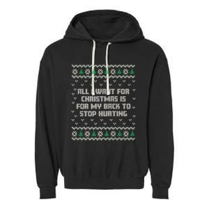 All I Want Is My Back To Stop Hurting Funny Christmas Premium Garment-Dyed Fleece Hoodie