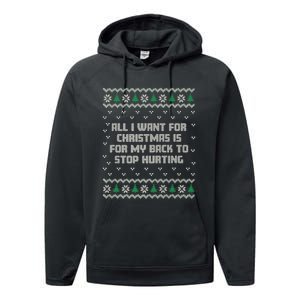 All I Want Is My Back To Stop Hurting Funny Christmas Premium Performance Fleece Hoodie