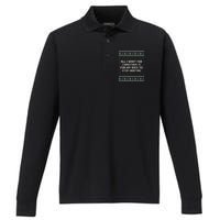 All I Want Is My Back To Stop Hurting Funny Christmas Premium Performance Long Sleeve Polo