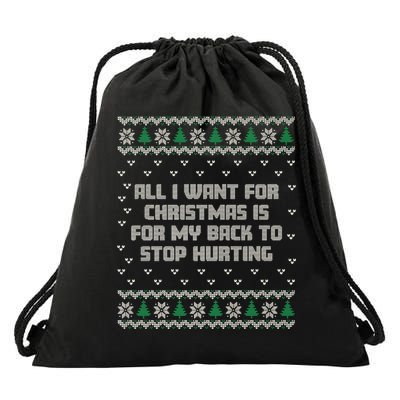All I Want Is My Back To Stop Hurting Funny Christmas Premium Drawstring Bag