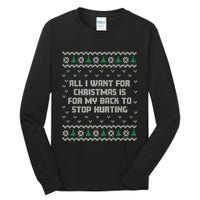 All I Want Is My Back To Stop Hurting Funny Christmas Premium Tall Long Sleeve T-Shirt