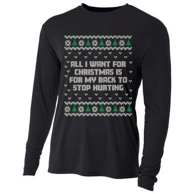 All I Want Is My Back To Stop Hurting Funny Christmas Premium Cooling Performance Long Sleeve Crew