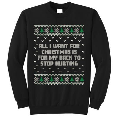All I Want Is My Back To Stop Hurting Funny Christmas Premium Tall Sweatshirt