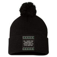 All I Want Is My Back To Stop Hurting Funny Christmas Premium Pom Pom 12in Knit Beanie