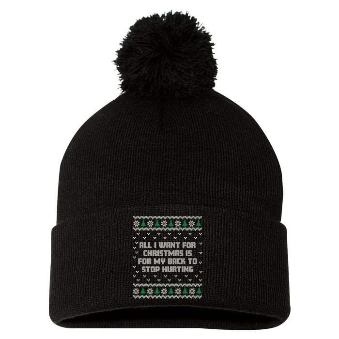 All I Want Is My Back To Stop Hurting Funny Christmas Premium Pom Pom 12in Knit Beanie