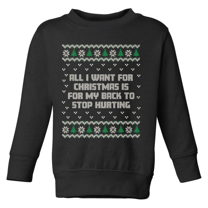 All I Want Is My Back To Stop Hurting Funny Christmas Premium Toddler Sweatshirt