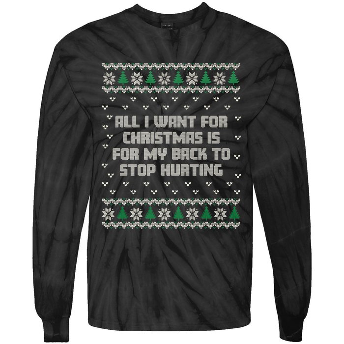 All I Want Is My Back To Stop Hurting Funny Christmas Premium Tie-Dye Long Sleeve Shirt