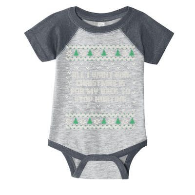 All I Want Is My Back To Stop Hurting Funny Christmas Premium Infant Baby Jersey Bodysuit