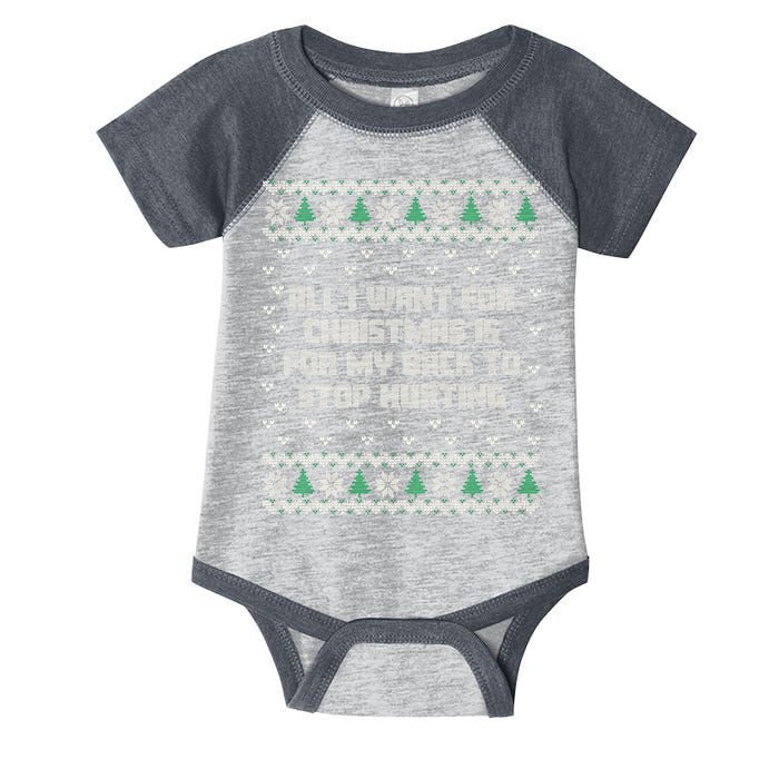 All I Want Is My Back To Stop Hurting Funny Christmas Premium Infant Baby Jersey Bodysuit