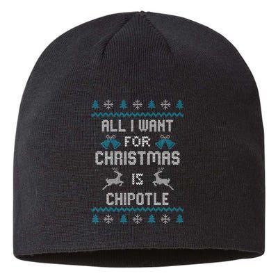 All I Want For Christmas Is Chipotle Lover Ugly Design  Sustainable Beanie