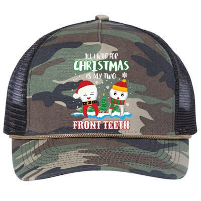 All I Want For Christmas Is My Two Front Teeth Xmas Gift Retro Rope Trucker Hat Cap