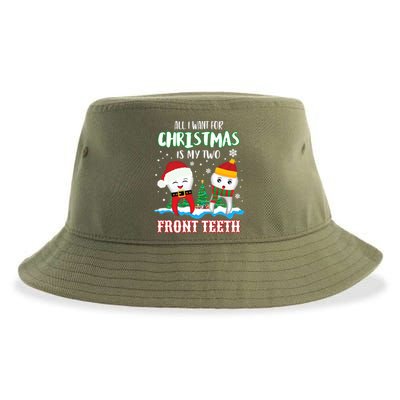 All I Want For Christmas Is My Two Front Teeth Xmas Gift Sustainable Bucket Hat