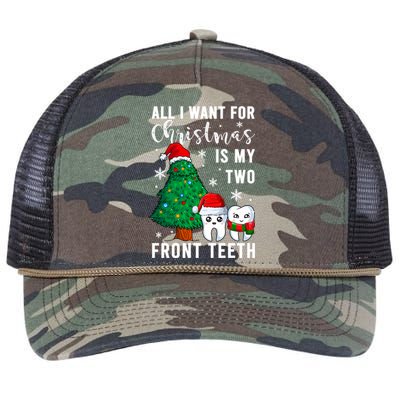 All I Want From Christmas Is My Two Front Teeth Gift Xmas Great Gift Retro Rope Trucker Hat Cap