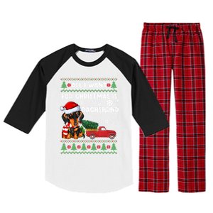 All I Want For Christmas Is Dachshund Ugly Christmas Sweater Gift Raglan Sleeve Pajama Set