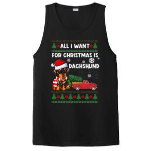 All I Want For Christmas Is Dachshund Ugly Christmas Sweater Gift PosiCharge Competitor Tank