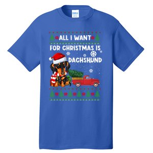 All I Want For Christmas Is Dachshund Ugly Christmas Sweater Gift Tall T-Shirt