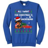 All I Want For Christmas Is Dachshund Ugly Christmas Sweater Gift Tall Sweatshirt