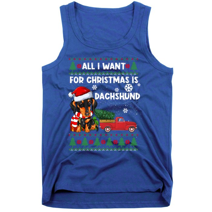 All I Want For Christmas Is Dachshund Ugly Christmas Sweater Gift Tank Top