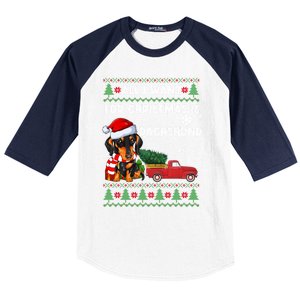 All I Want For Christmas Is Dachshund Ugly Christmas Sweater Gift Baseball Sleeve Shirt