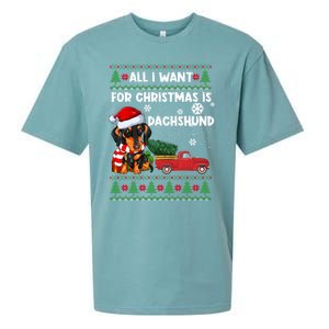 All I Want For Christmas Is Dachshund Ugly Christmas Sweater Gift Sueded Cloud Jersey T-Shirt