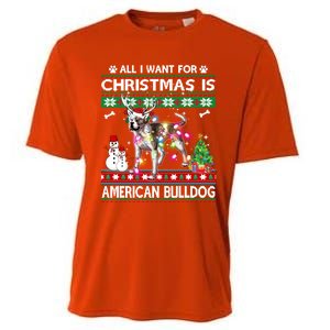 All I Want For Christmas Is American Bulldog Dog Xmas Gift Cooling Performance Crew T-Shirt