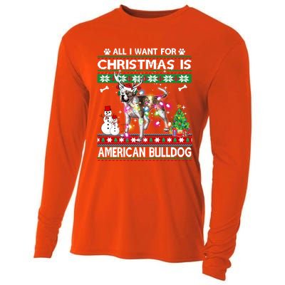 All I Want For Christmas Is American Bulldog Dog Xmas Gift Cooling Performance Long Sleeve Crew