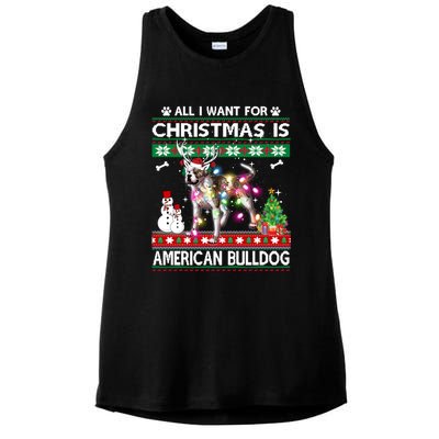 All I Want For Christmas Is American Bulldog Dog Xmas Gift Ladies PosiCharge Tri-Blend Wicking Tank