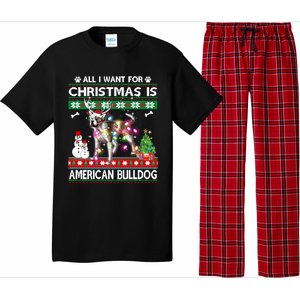 All I Want For Christmas Is American Bulldog Dog Xmas Gift Pajama Set