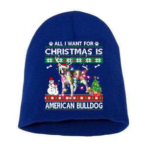 All I Want For Christmas Is American Bulldog Dog Xmas Gift Short Acrylic Beanie