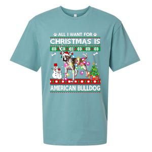 All I Want For Christmas Is American Bulldog Dog Xmas Gift Sueded Cloud Jersey T-Shirt